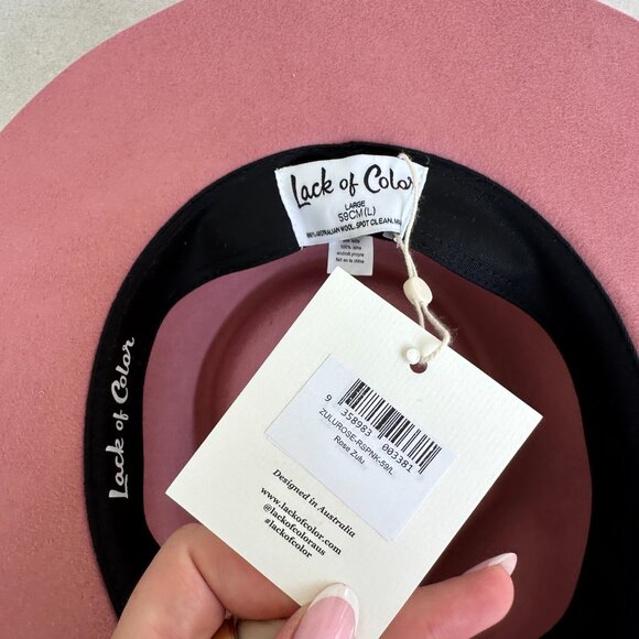 NWT Lack Of Color Zulu Wool Felt Fedora Hat In Rose Pink High Crown Wide Brim - Picture 4 of 10